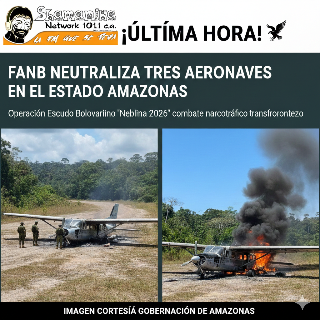 FANB NEUTRALIZA TRES AERONAVES DEL NARCOTRÁFICO EN OPERACIÓN ANTIDROGAS EN AMAZONAS