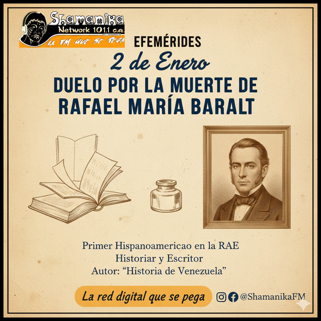 Efemérides: 2 de enero Duelo por la muerte de Rafael María Baralt.